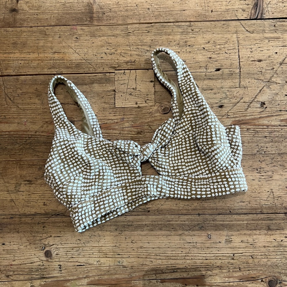 AERIE Jacquard Brown Dot Bikini Top M